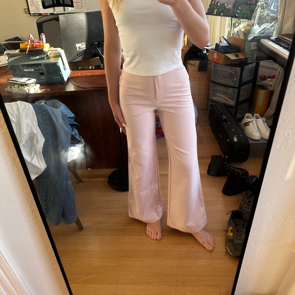 High-Rise Wide-Leg Pants - Light Pink